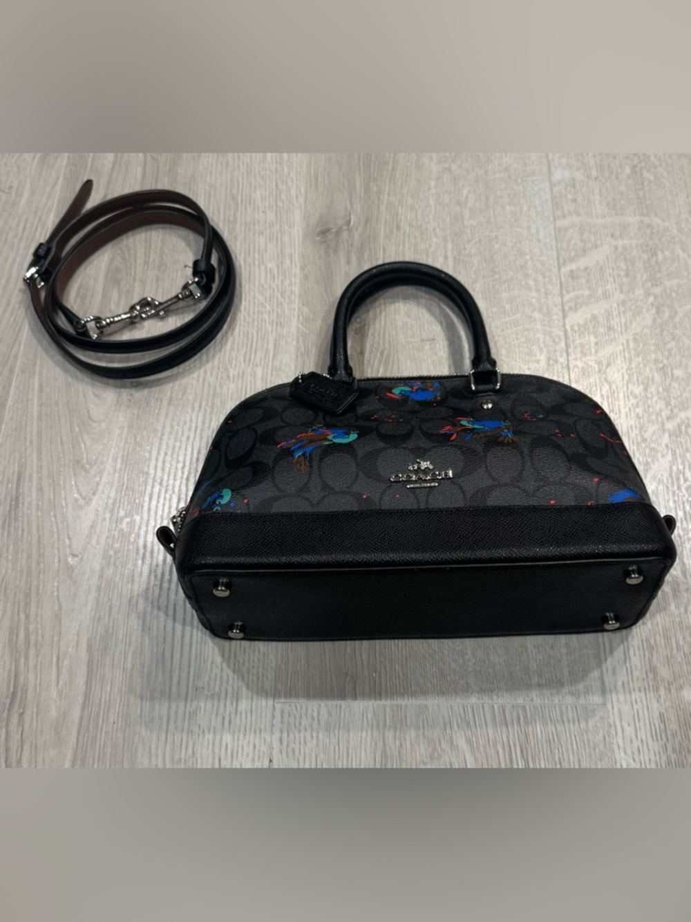 EUC Coach | Mini Sierra Satchel | Bird Print | Smoke-Silver-Black | Crossbody